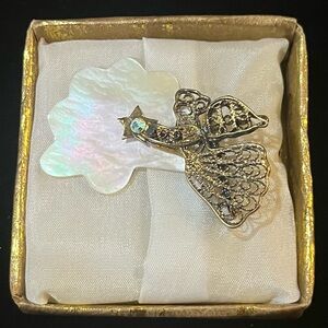 Elegant Gold Angel Brooch